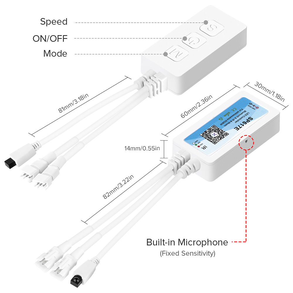 DC5-24V SP617E Bluetooth Music LED Controller Support WS2814, SK6812 RGBW LED Strips DC5-24V SP617E Bluetooth Music LED Controller Support WS2814, SK6812 RGBW LED Strips